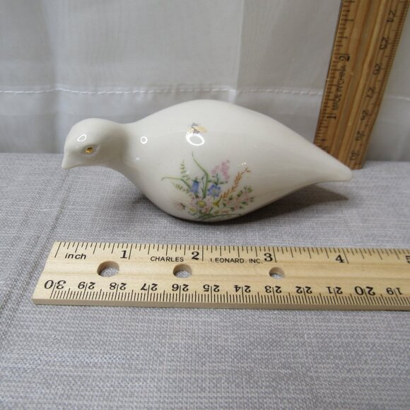 White Bird Irish Porcelain Figurine Vintage Signed CRE Flowers Blue Pink Yellow - Picture 8 of 10